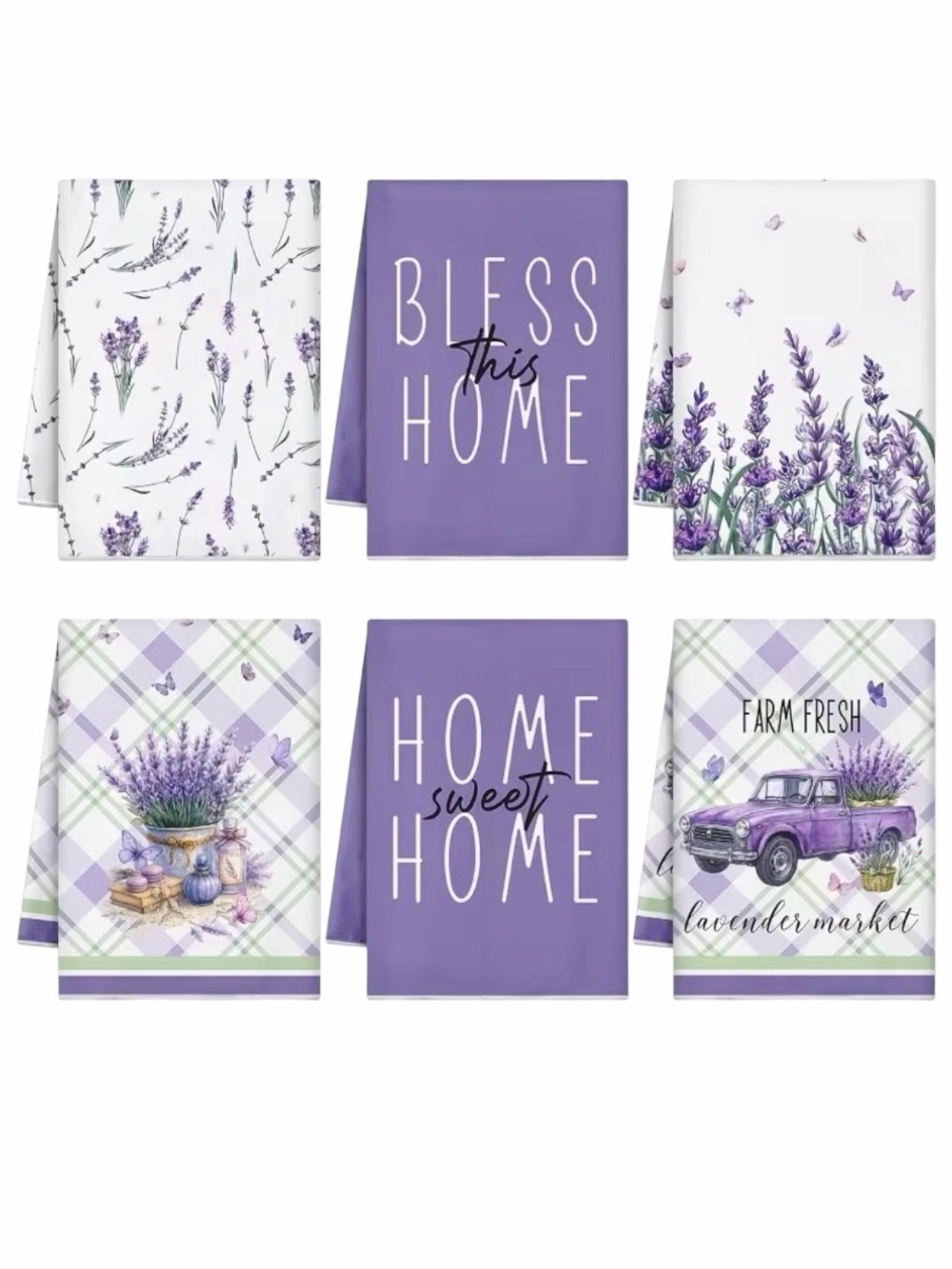 Lavender Home Cotton Kitchen Towels - Set of 6 NWT